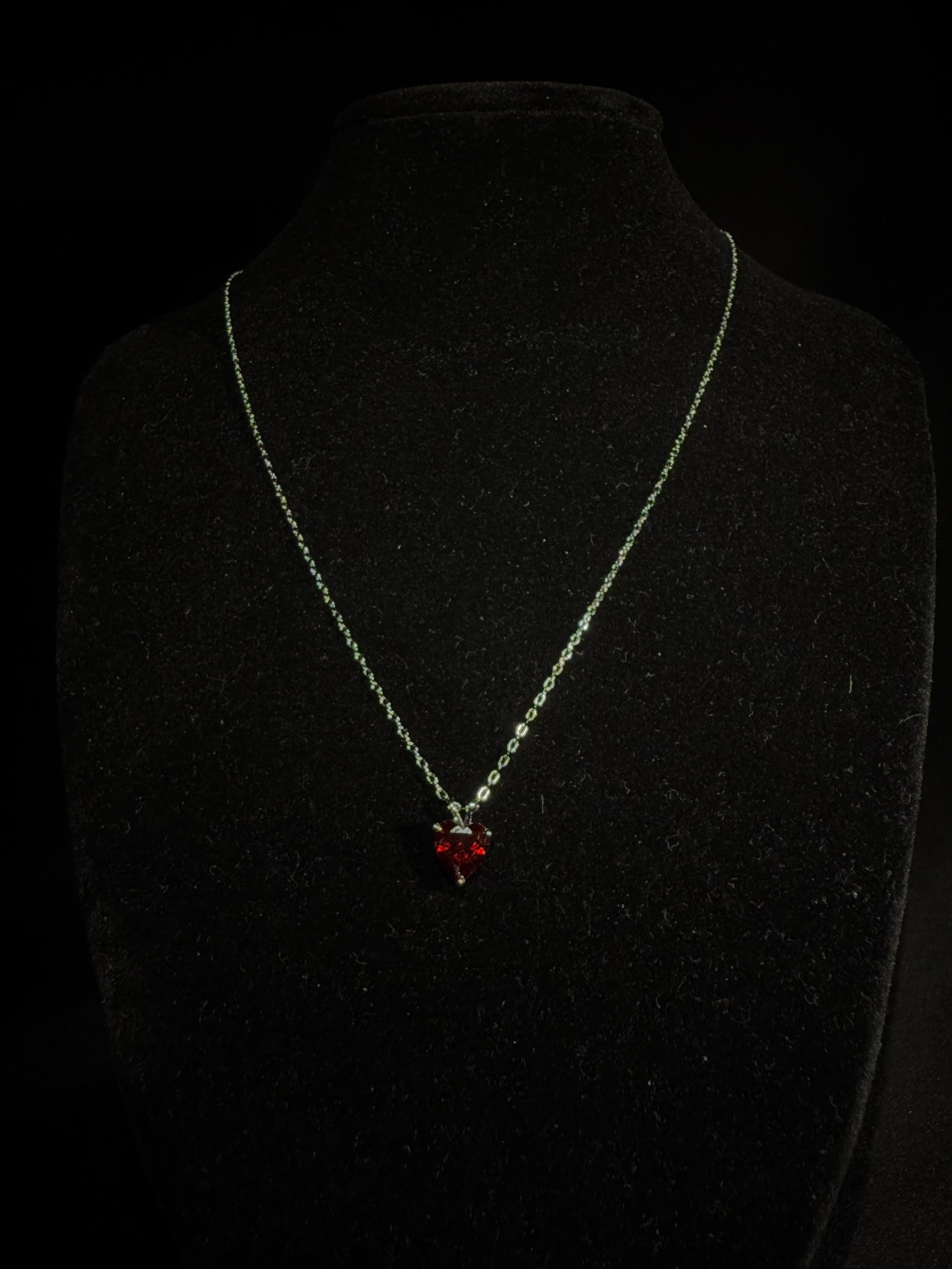 Silver 925 Necklace - Red Passion Heart