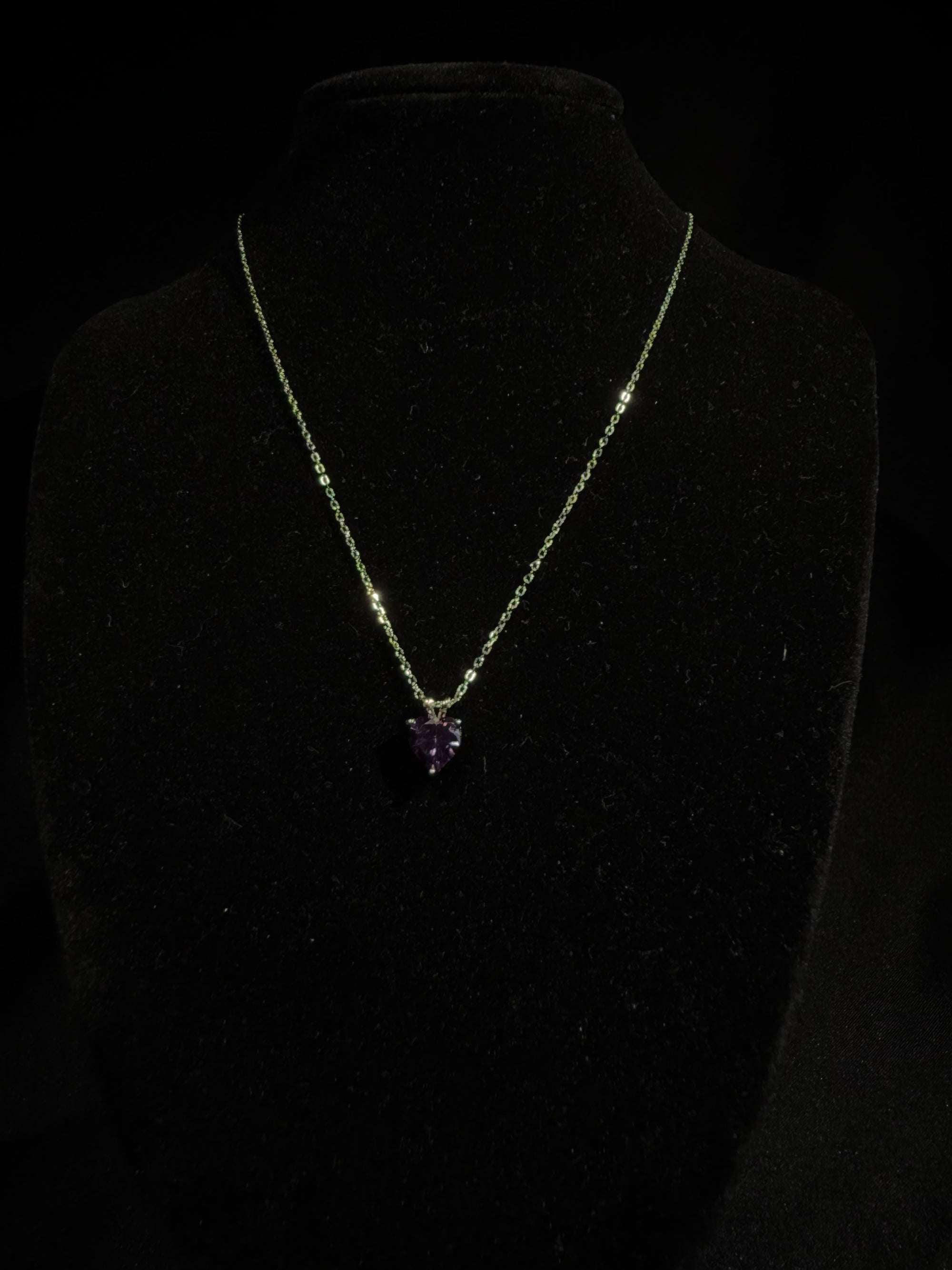 Silver 925 Necklace - Amethyst Heart