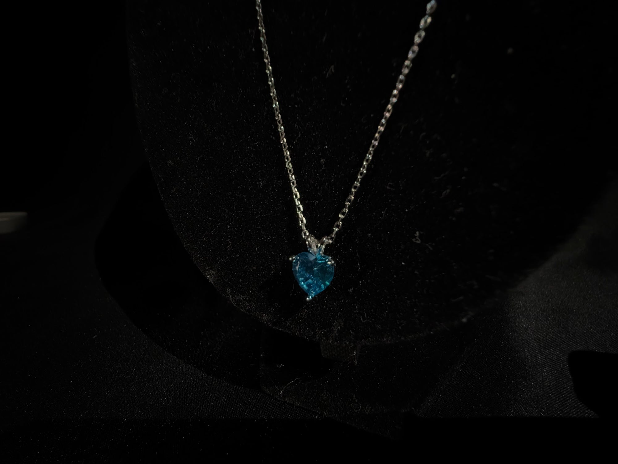 Silver 925 Necklace - Sky Blue Heart