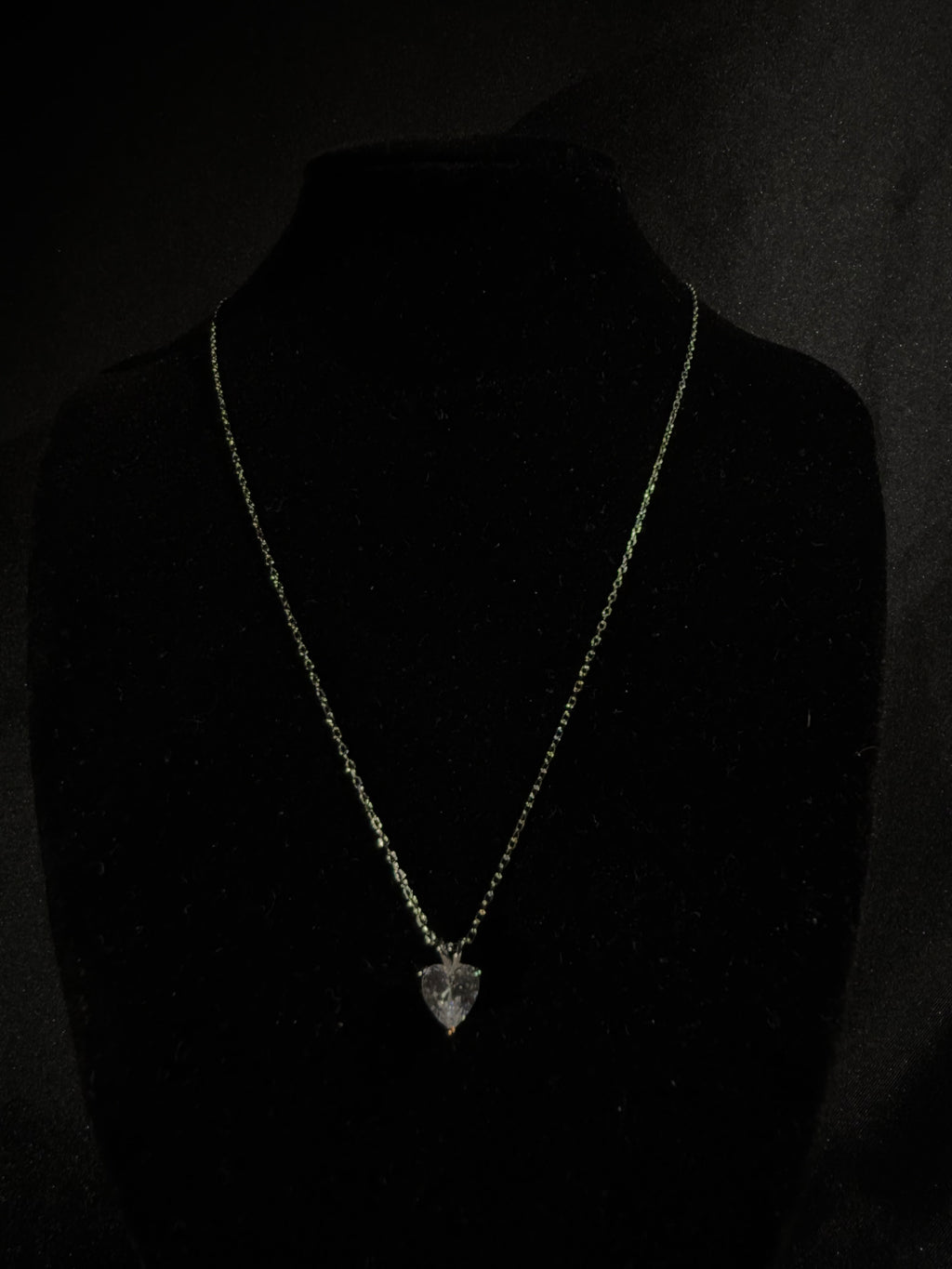 Sterling Silver Necklace - White Crystal Heart