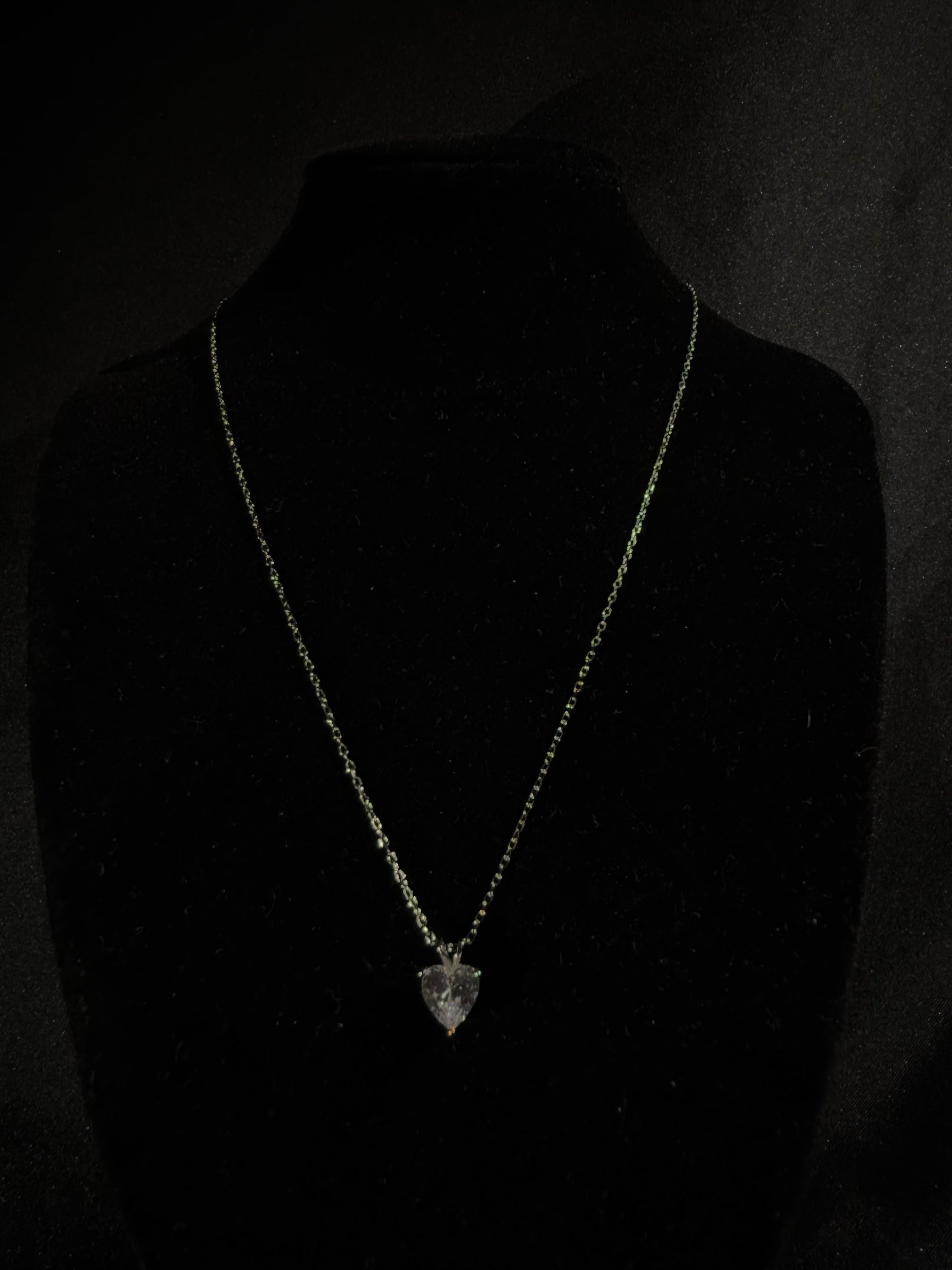 Sterling Silver Necklace - White Crystal Heart