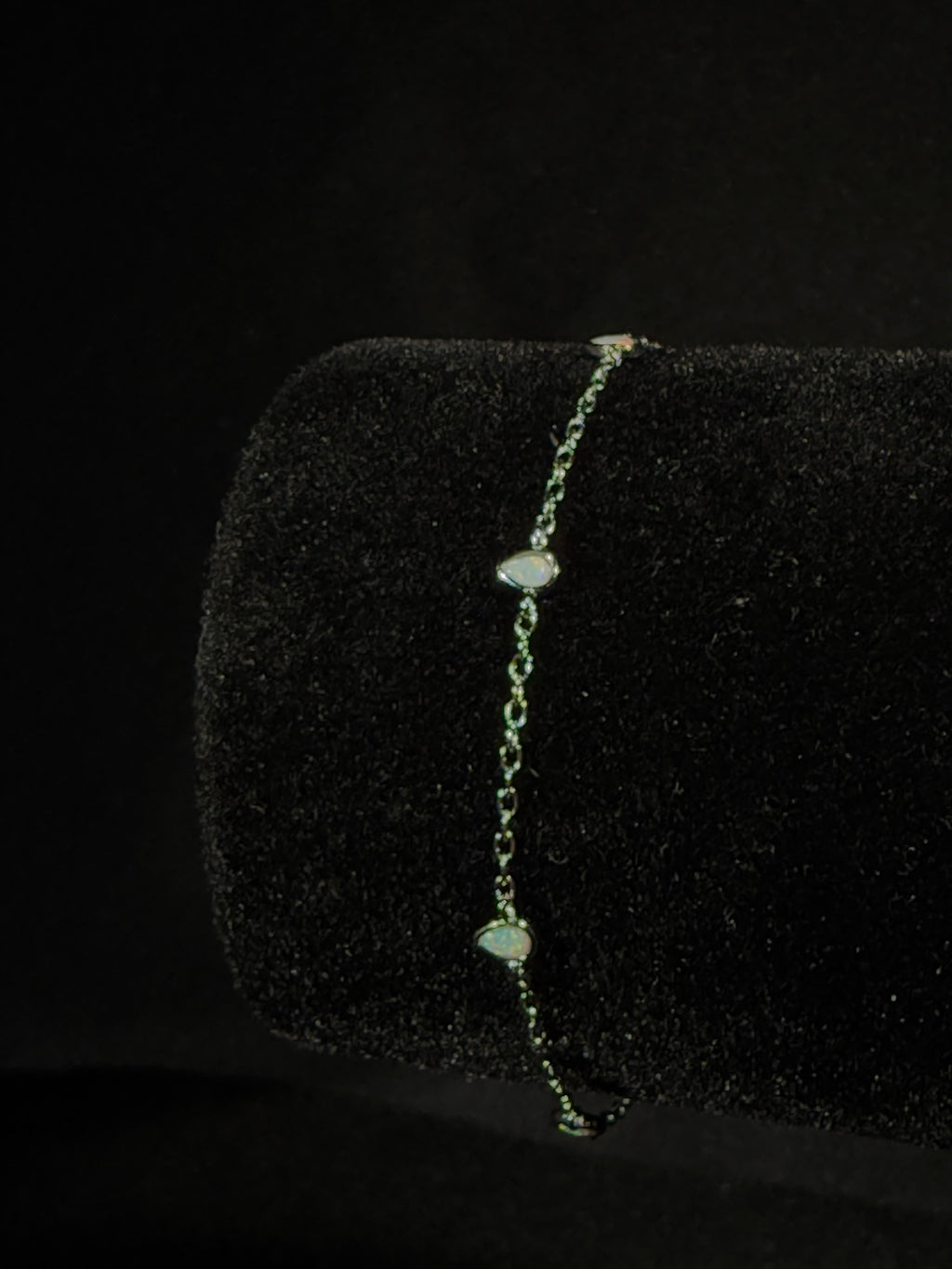 Sterling Silver Lab Opal Bracelet - White Opal