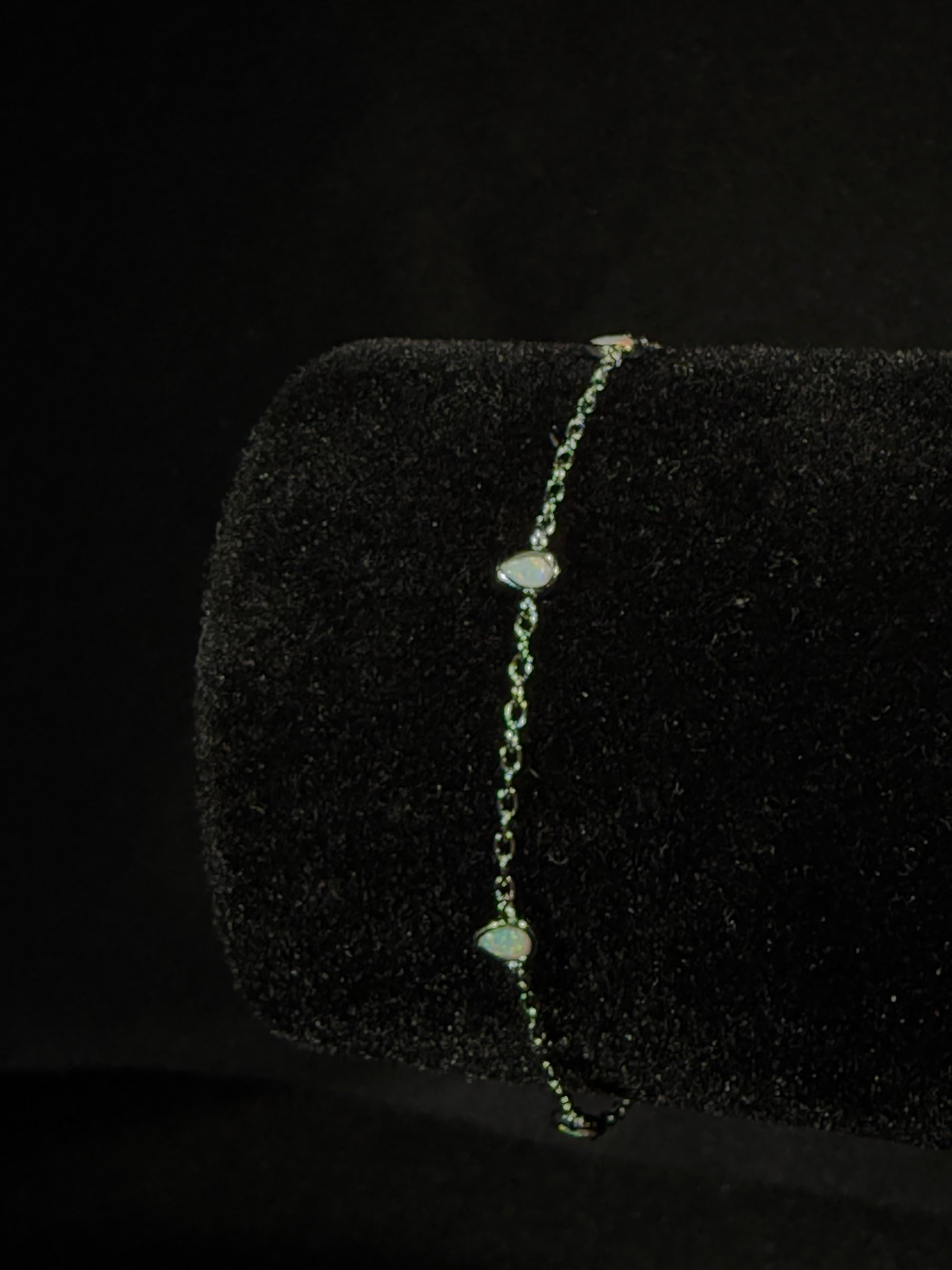 Sterling Silver Lab Opal Bracelet - White Opal