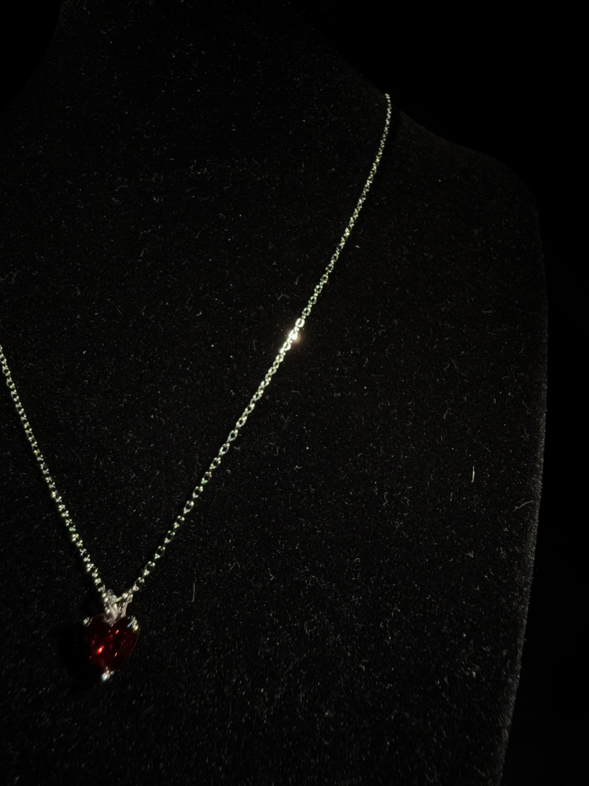 Silver 925 Necklace - Red Passion Heart