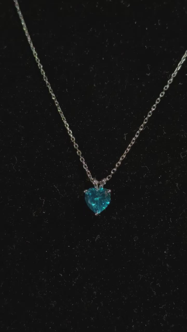 Silver 925 Necklace - Sky Blue Heart