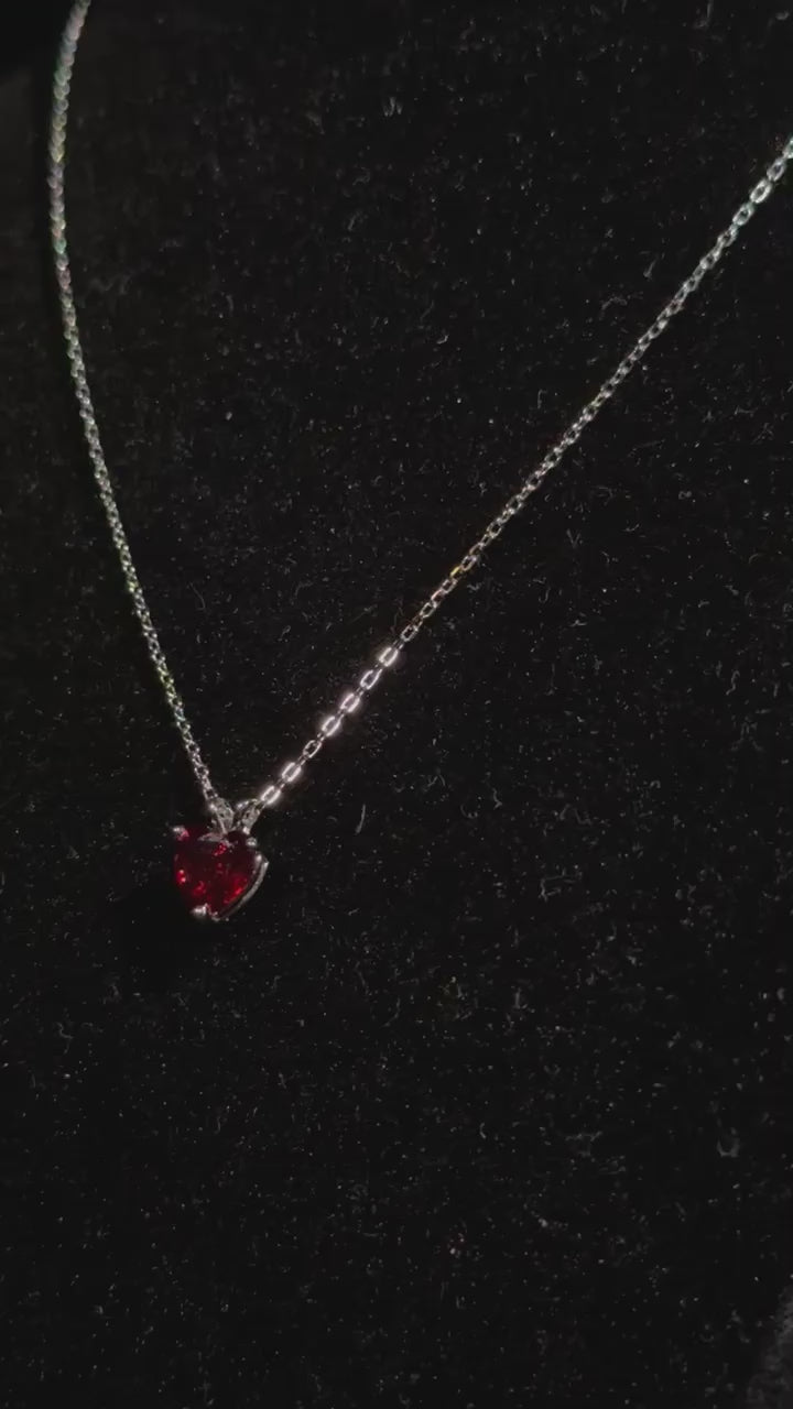 Silver 925 Necklace - Red Passion Heart