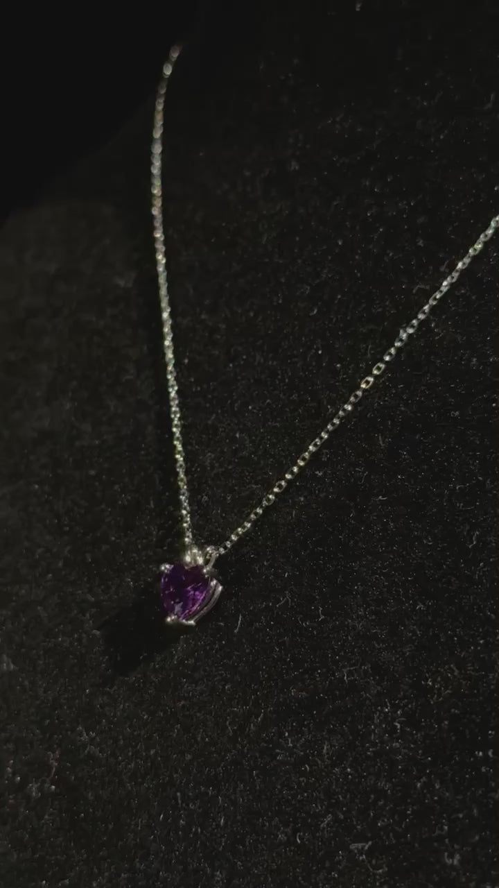 Silver 925 Necklace - Amethyst Heart